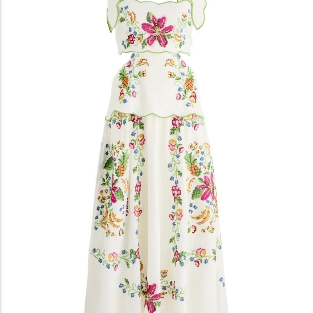 Farm Rio Floral Embroidered Maxi Dress